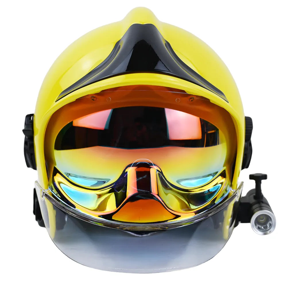 Casco de Bombero Estilo Doble Gafas de Cara Completa Europa ANBEN FIRE F1 con Visor Dorado (AB-F1AG)