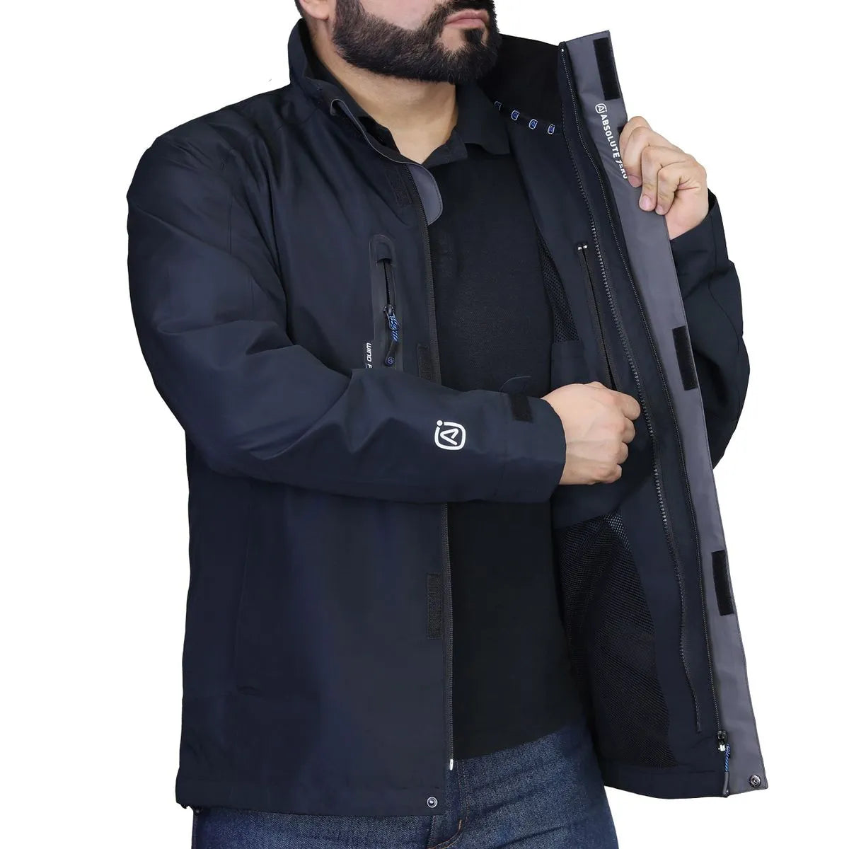 Chaqueta Cortaviento Impermeable en Poliéster con Gorro Desmontable GERF®