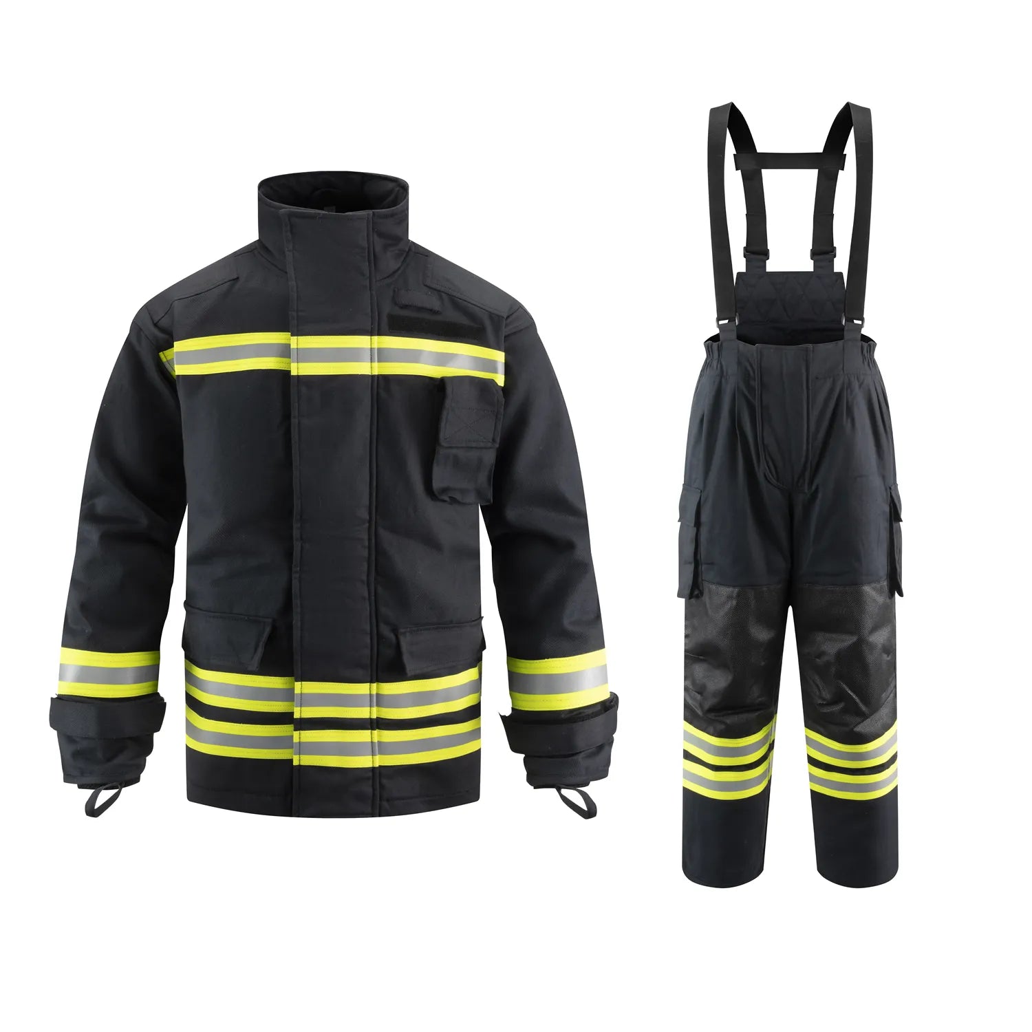 Ropa de Bombero de Cuatro Capas Certificada EN469 Estilo Europeo de Color Azul Marina OEM (ZFMH-AB-D)
