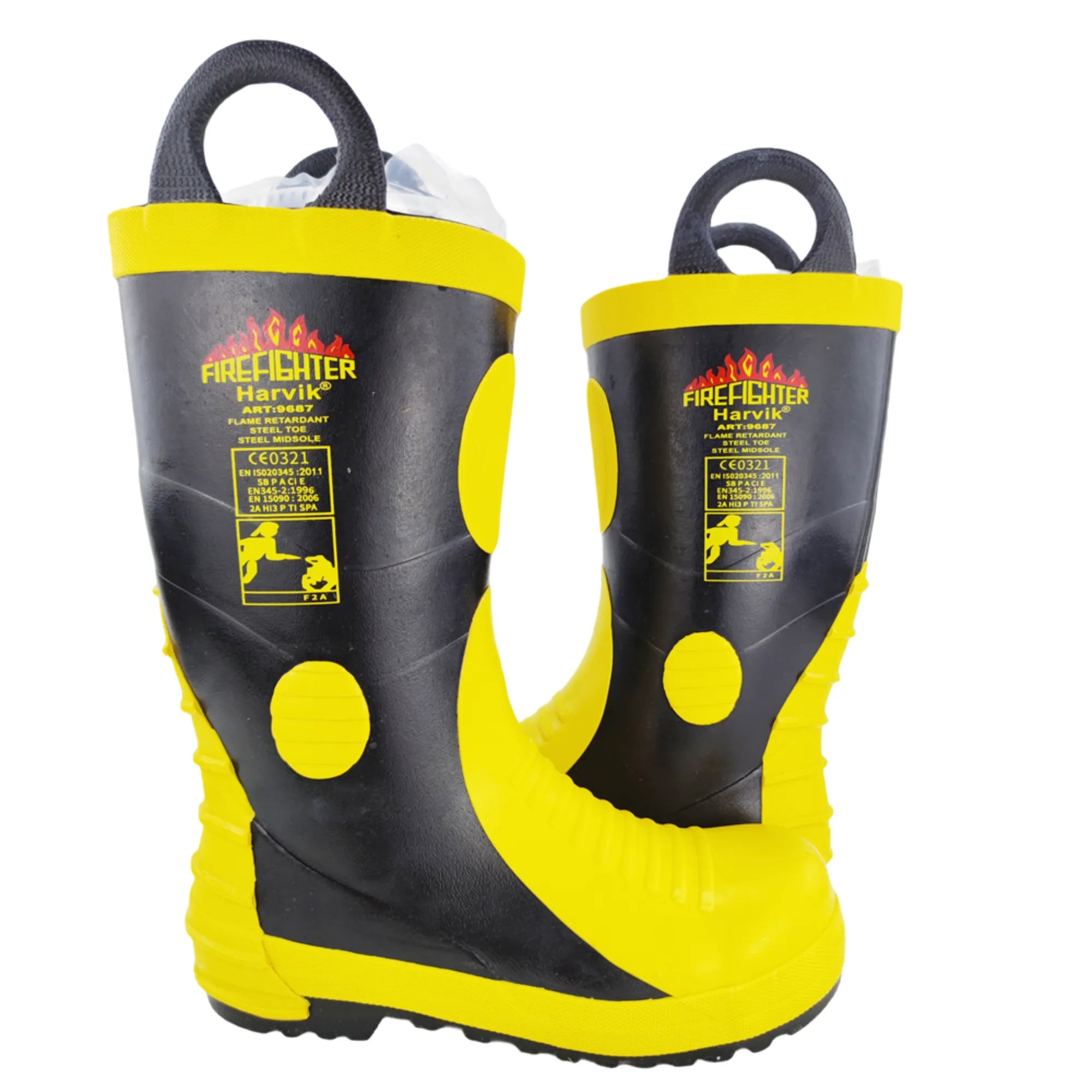 Botas de Goma para Bomberos Certificadas EN15090 con Cabeza y Suela de Acero (RJX-AB-25A)