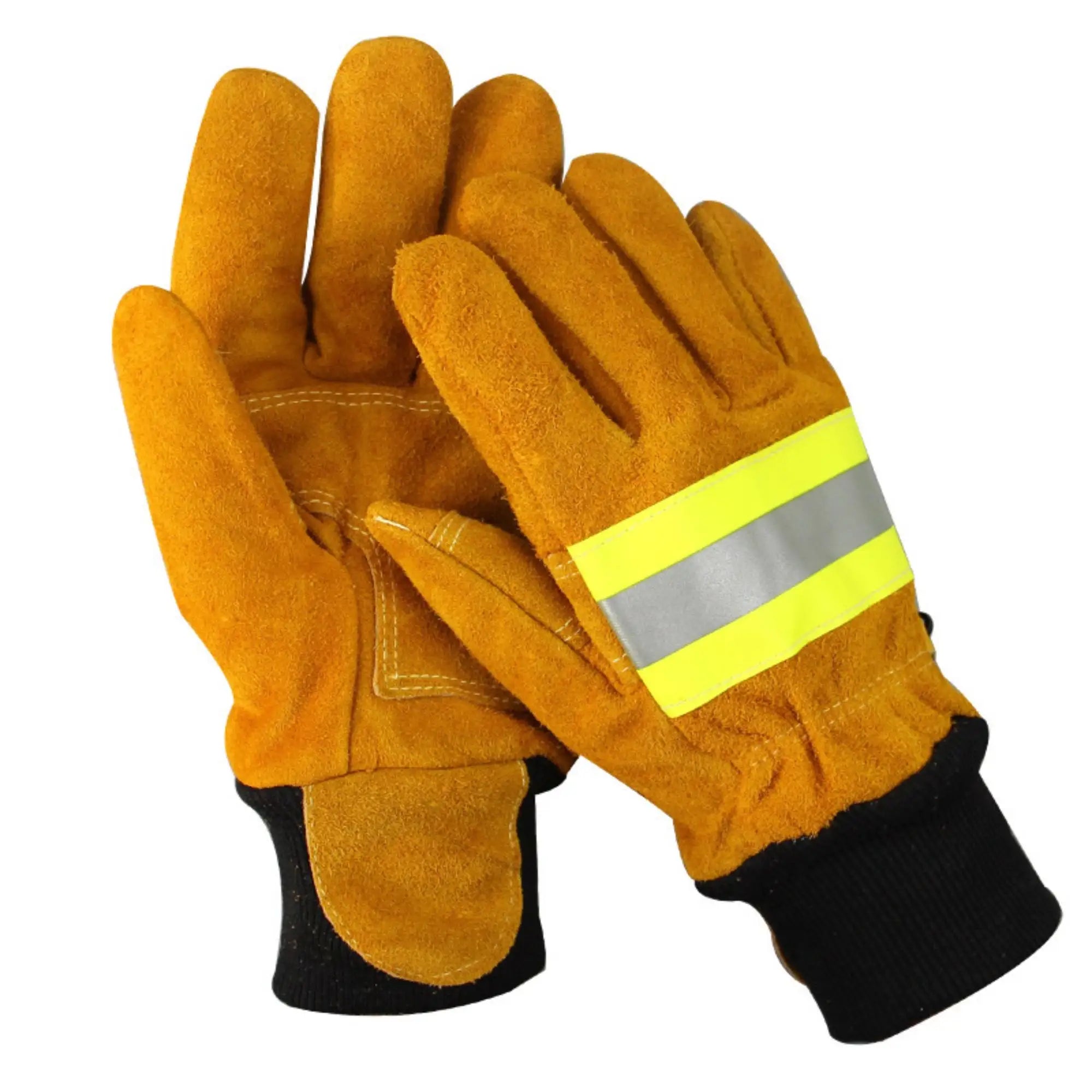 Guantes de Cuero de Vaca Certificados EN659 con Puños Tejidos (AB-ST01)