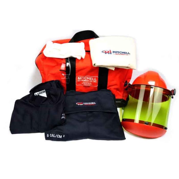 Kit de protección contra arco eléctrico Mitchell 8 Cal - Chaqueta y peto con protector facial - HRC 2 GERF®