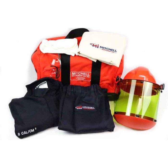 Kit de protección contra arco eléctrico Mitchell 8 Cal - Chaqueta y pantalón con protector facial - HRC 2 GERF®