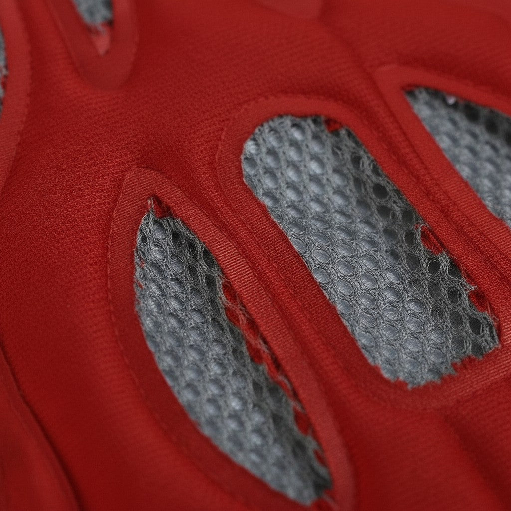 Cojín de confort rojo GERF SAFETY para gorras de seguridad con tejido de malla transpirable y fijación de velcro