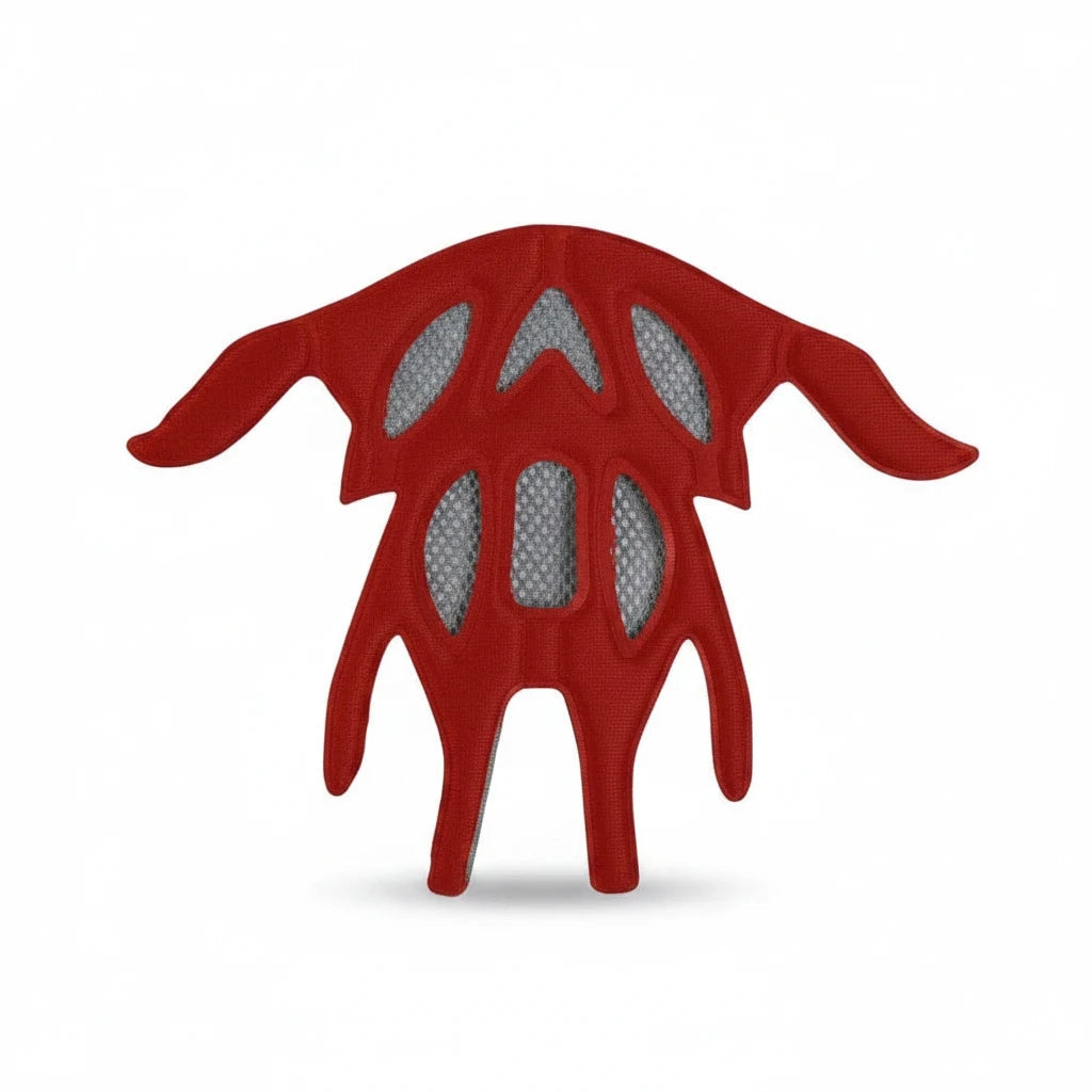Almohadilla de confort roja GERF SAFETY para interior de gorras de seguridad con diseño ergonómico y malla transpirable