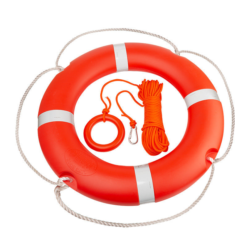 Aro salvavidas GERF SAFETY naranja de 710 mm con tiras reflectantes, cuerda de agarre y luz integrada para rescate marino