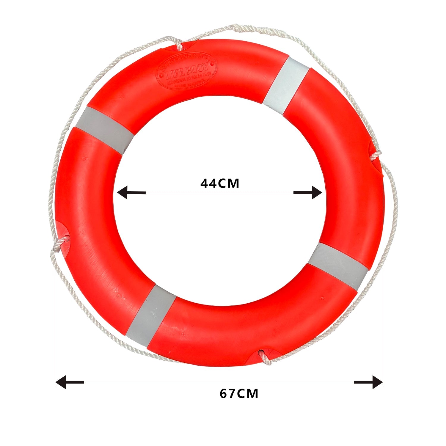 Aro salvavidas GERF SAFETY de espuma y PVC rojo con bandas reflectantes, ideal para rescate acuático profesional.
