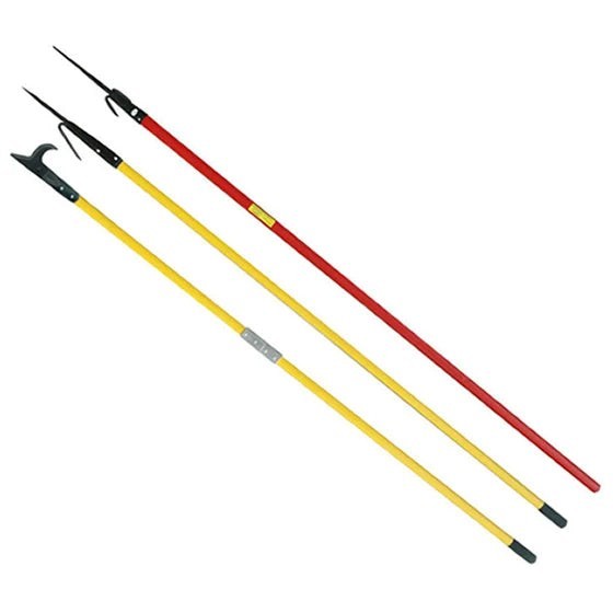Barras aislantes de rescate GERF SAFETY de 35kV en fibra de vidrio, colores rojo y amarillo con ganchos de acero.