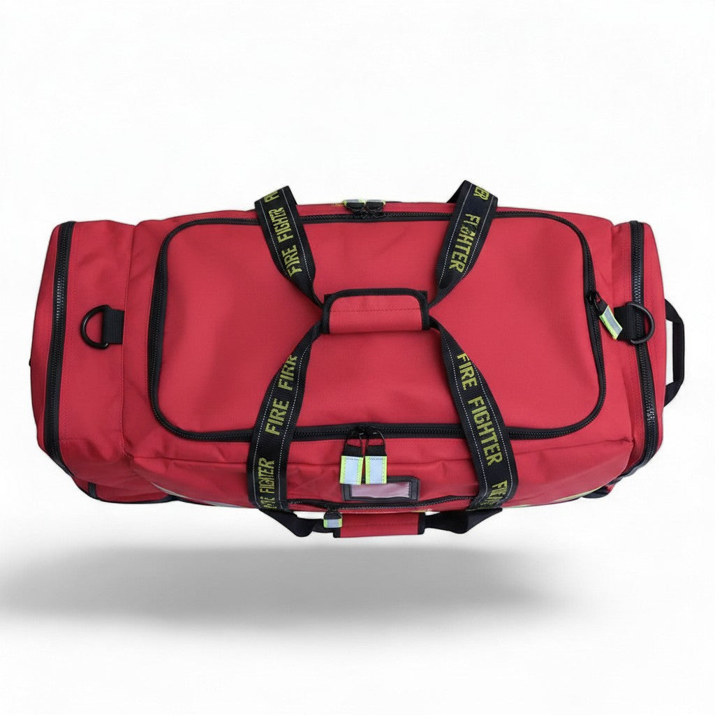 Bolsa roja GERF SAFETY para equipo de bombero en nailon 1000D resistente al fuego con correas reforzadas