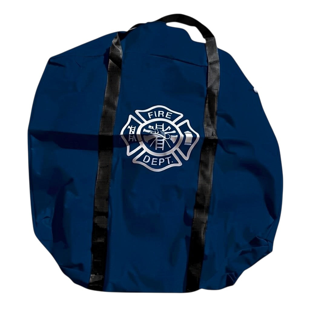 Bolsa de transporte redonda GERF SAFETY azul marino de 80L para equipo de bomberos con logo de Fire Dept