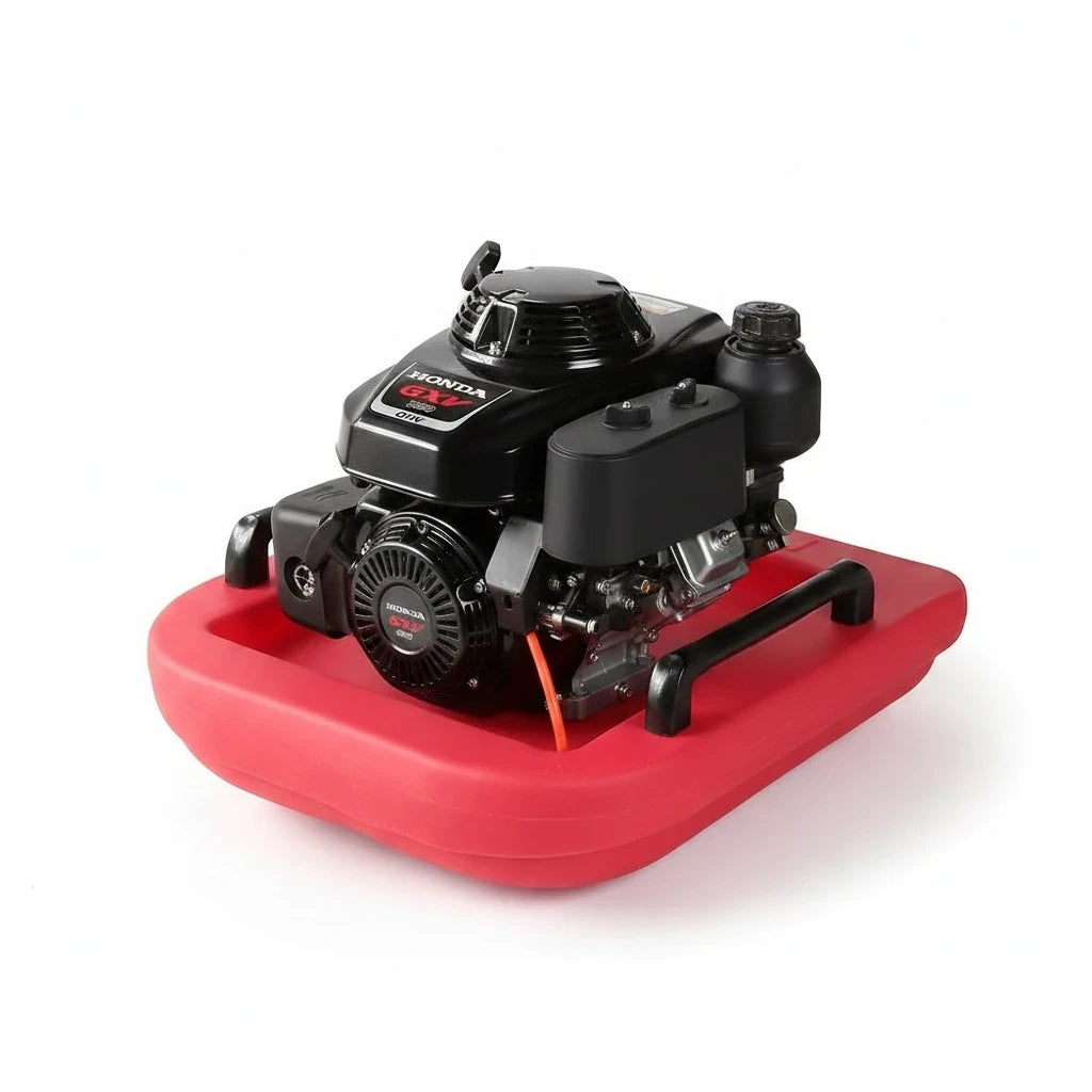Bomba flotante contra incendios GERF SAFETY con motor Honda GXV160, estructura roja y motor negro de alto rendimiento.