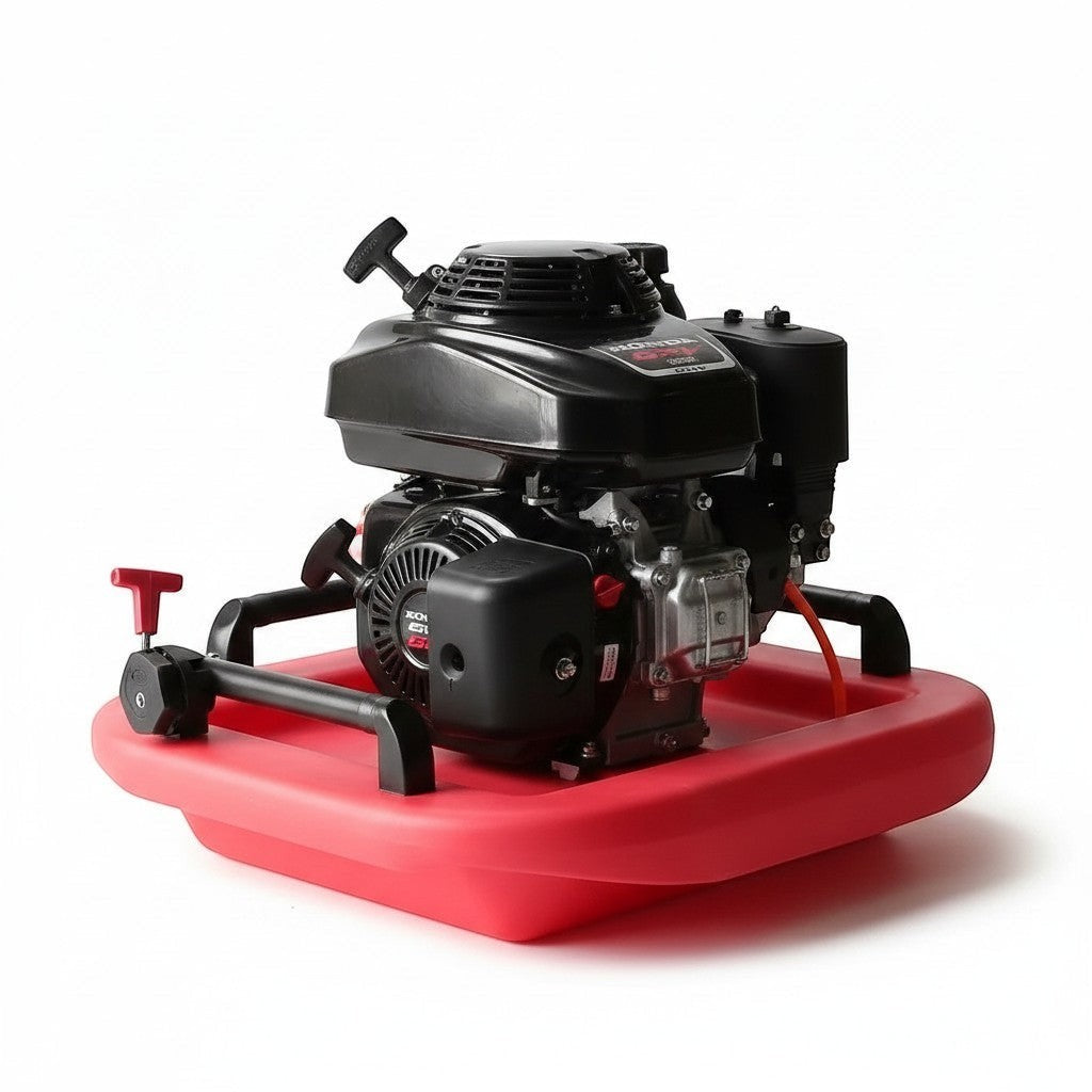 Bomba flotante contra incendios GERF SAFETY con motor Honda GXV160, estructura roja y motor negro de alto rendimiento.
