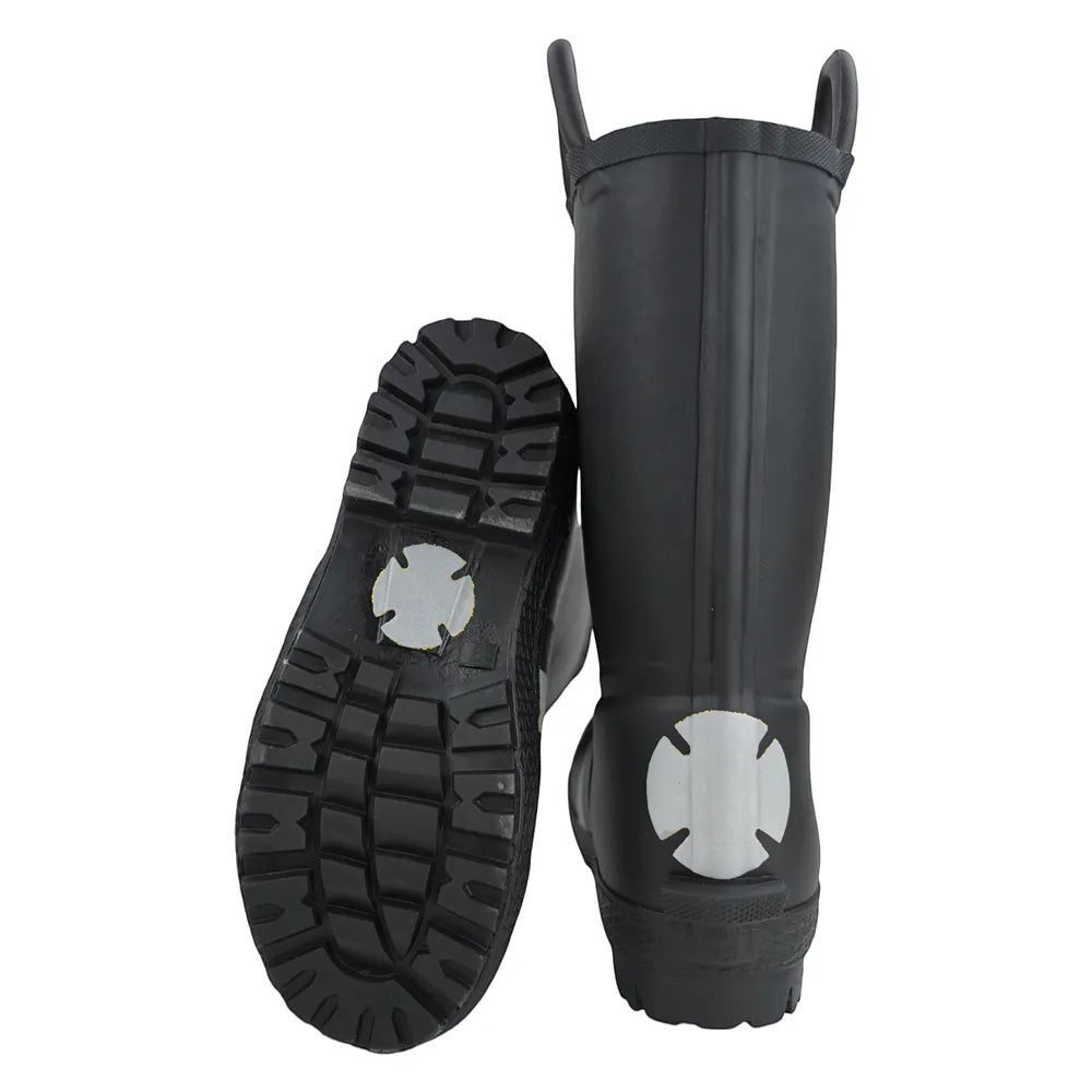 Botas de bombero GERF SAFETY de caucho negro con suela de tacos antideslizante y refuerzos estructurales certificados