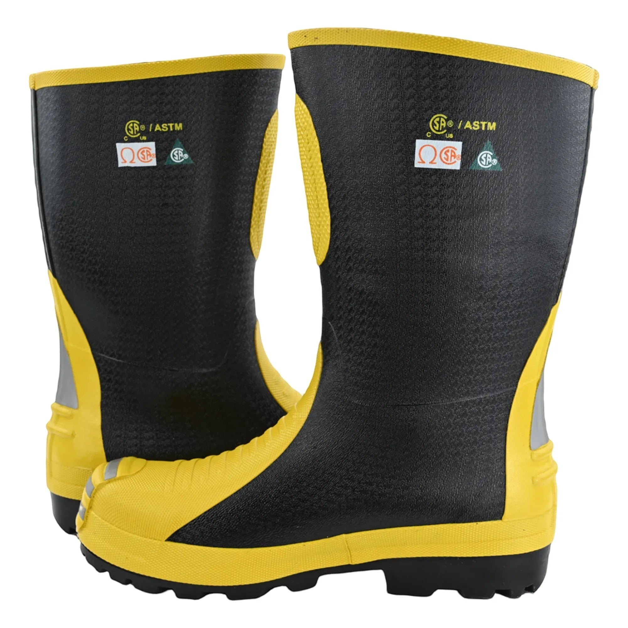 Botas de bombero GERF SAFETY negras y amarillas con punta de acero, suela antideslizante y certificación EN15090.
