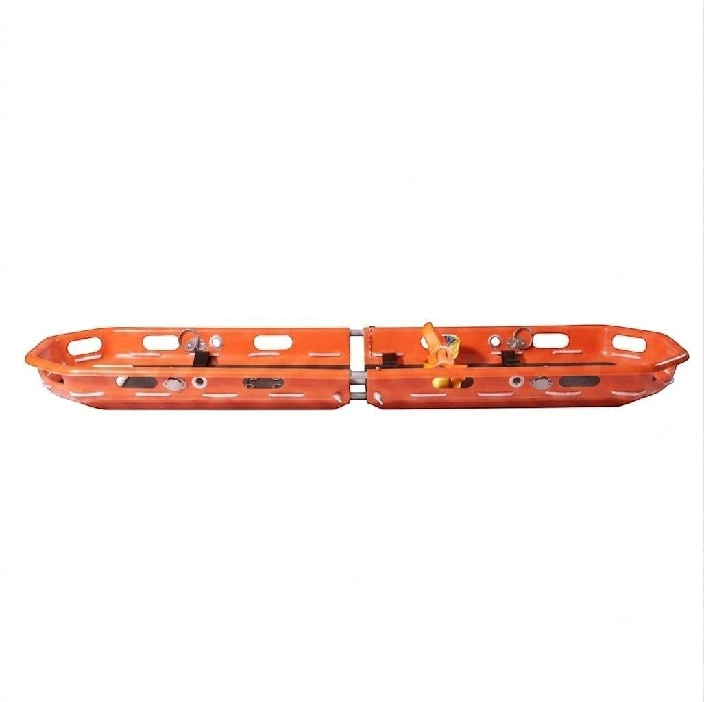 Camilla tipo góndola naranja GERF SAFETY de ABS y acero inoxidable, separable en dos partes para rescate profesional.