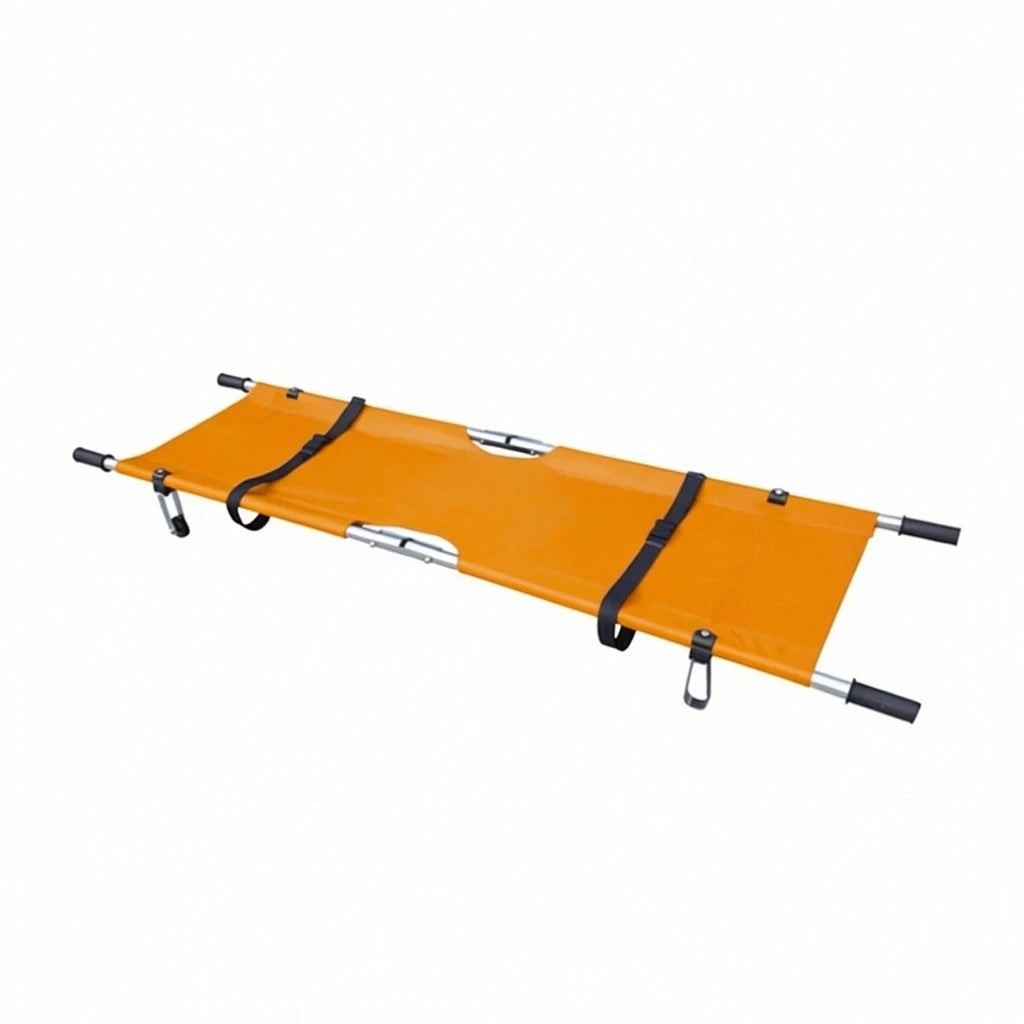 Camilla plegable de rescate GERF SAFETY naranja de aleación de aluminio con cinturones de seguridad y lona reforzada