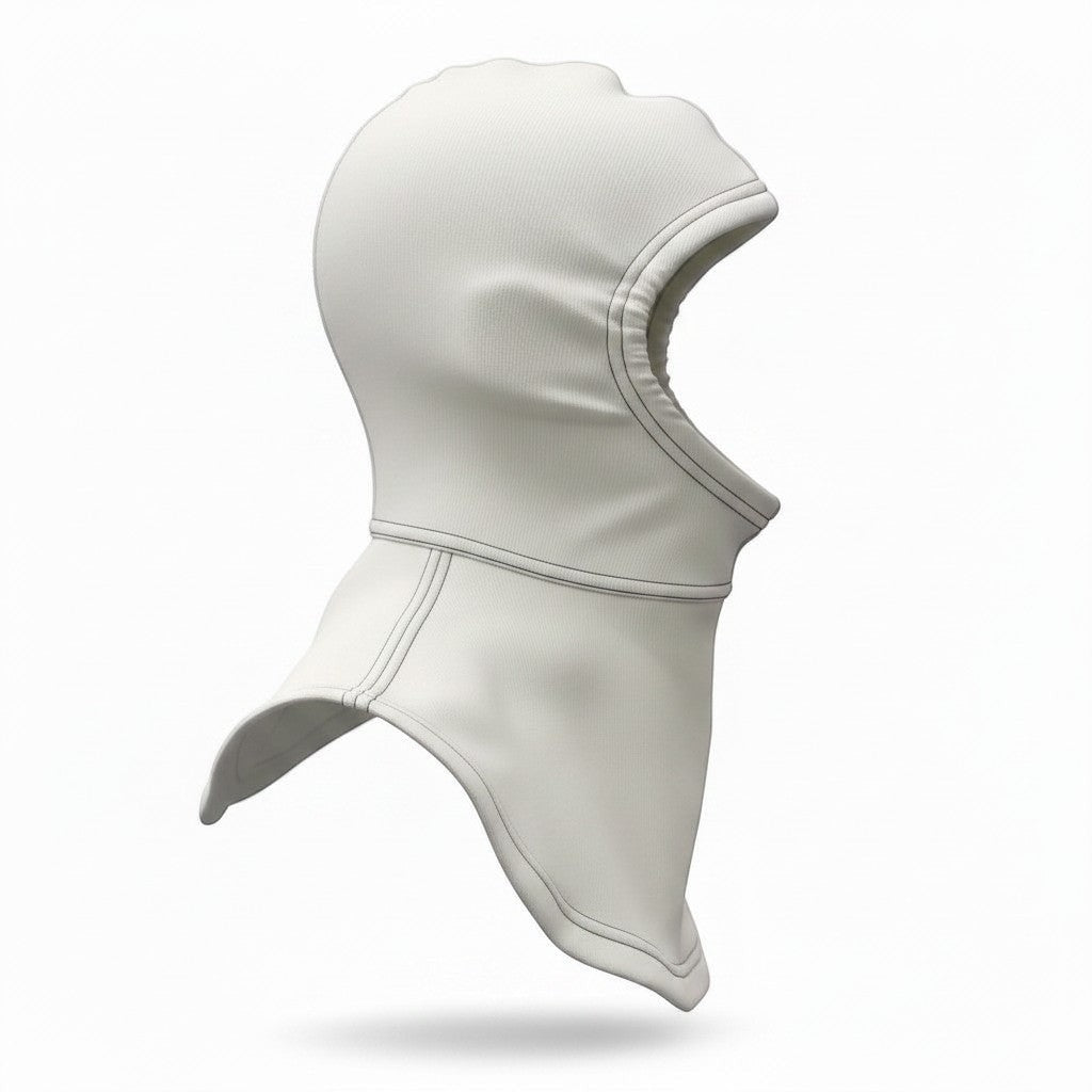 Capucha ignífuga GERF SAFETY de aramida blanca de doble capa con diseño ergonómico para bomberos y protección facial