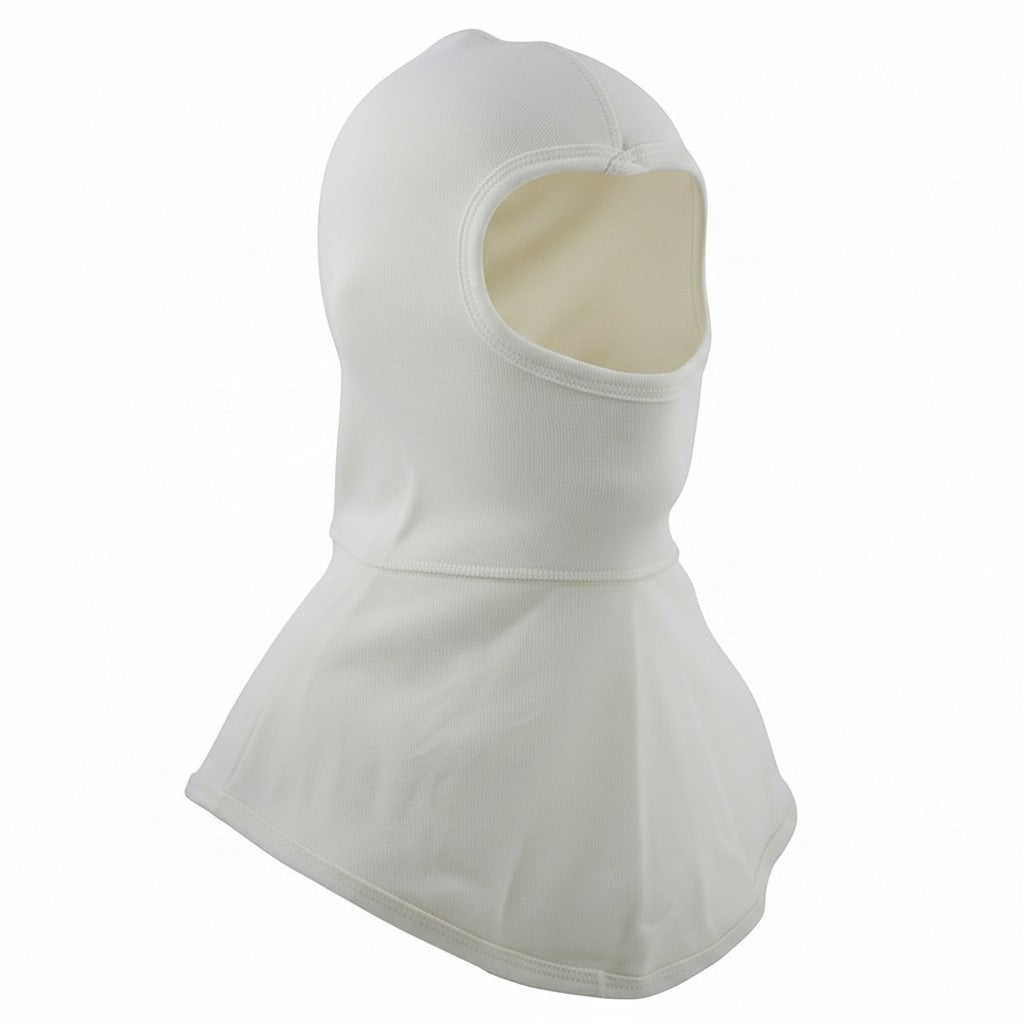 Capucha ignífuga GERF SAFETY de doble capa Nomex IIIA en color blanco, diseñada para protección de bomberos EN13911.