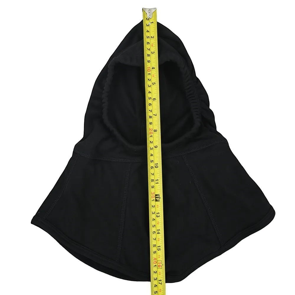 Capucha ignífuga GERF SAFETY de doble capa Nomex IIIA en color negro con cinta métrica para mostrar dimensiones
