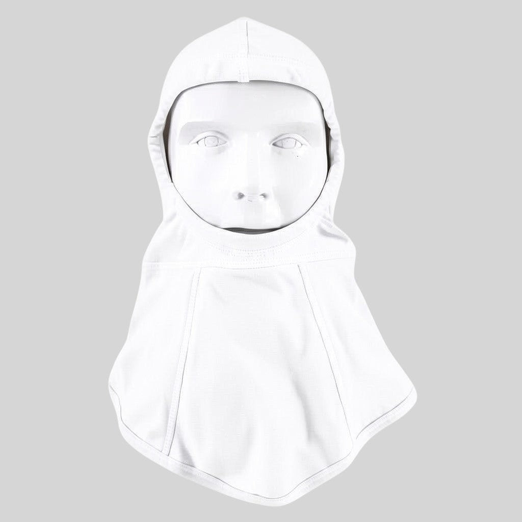 Capucha de bombero GERF SAFETY de doble capa en color blanco, fabricada en Nomex IIIA resistente al fuego.
