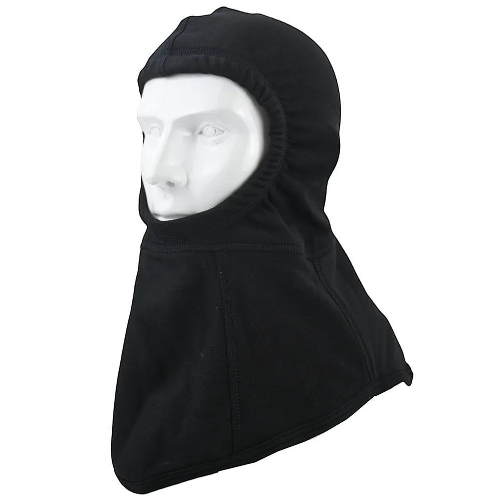 Capucha ignífuga GERF SAFETY de doble capa Nomex IIIA en color negro, diseñada para bomberos con ajuste para SCBA.