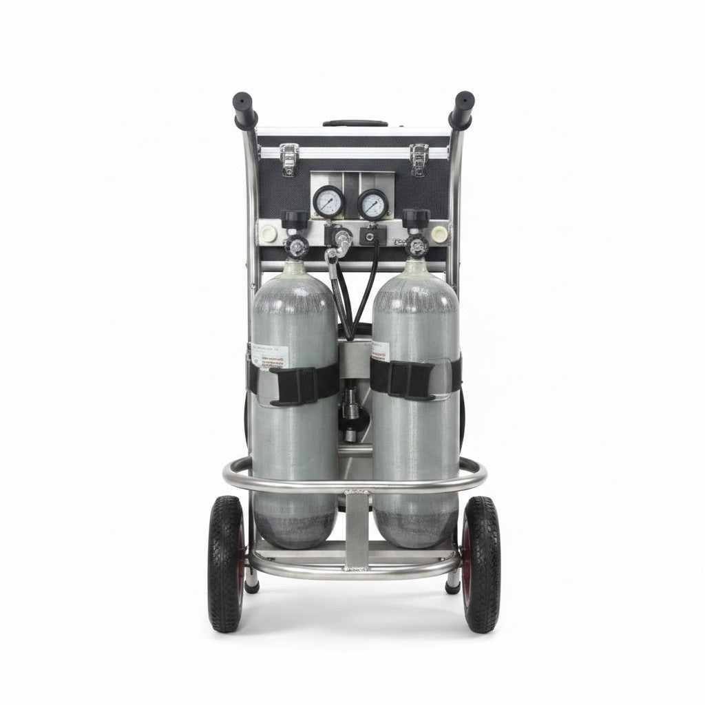 Carrito de aire respirable GERF SAFETY con doble cilindro de fibra de carbono para rescate profesional certificado EN137