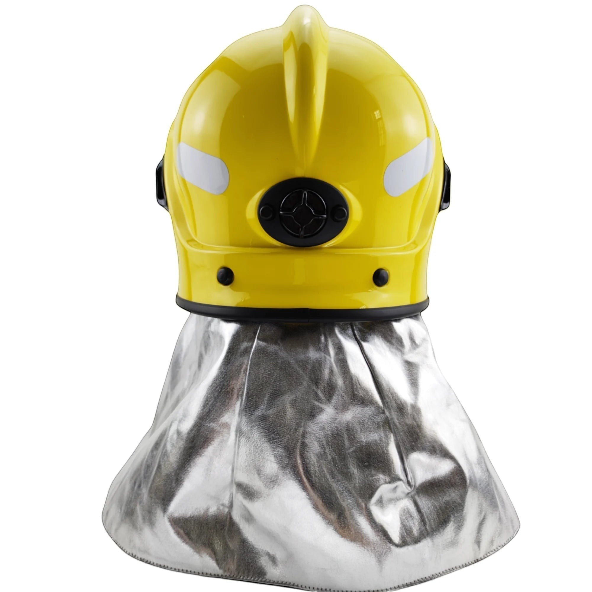 Casco de bombero GERF SAFETY amarillo con protector de cuello de aluminio reflectante y diseño europeo resistente