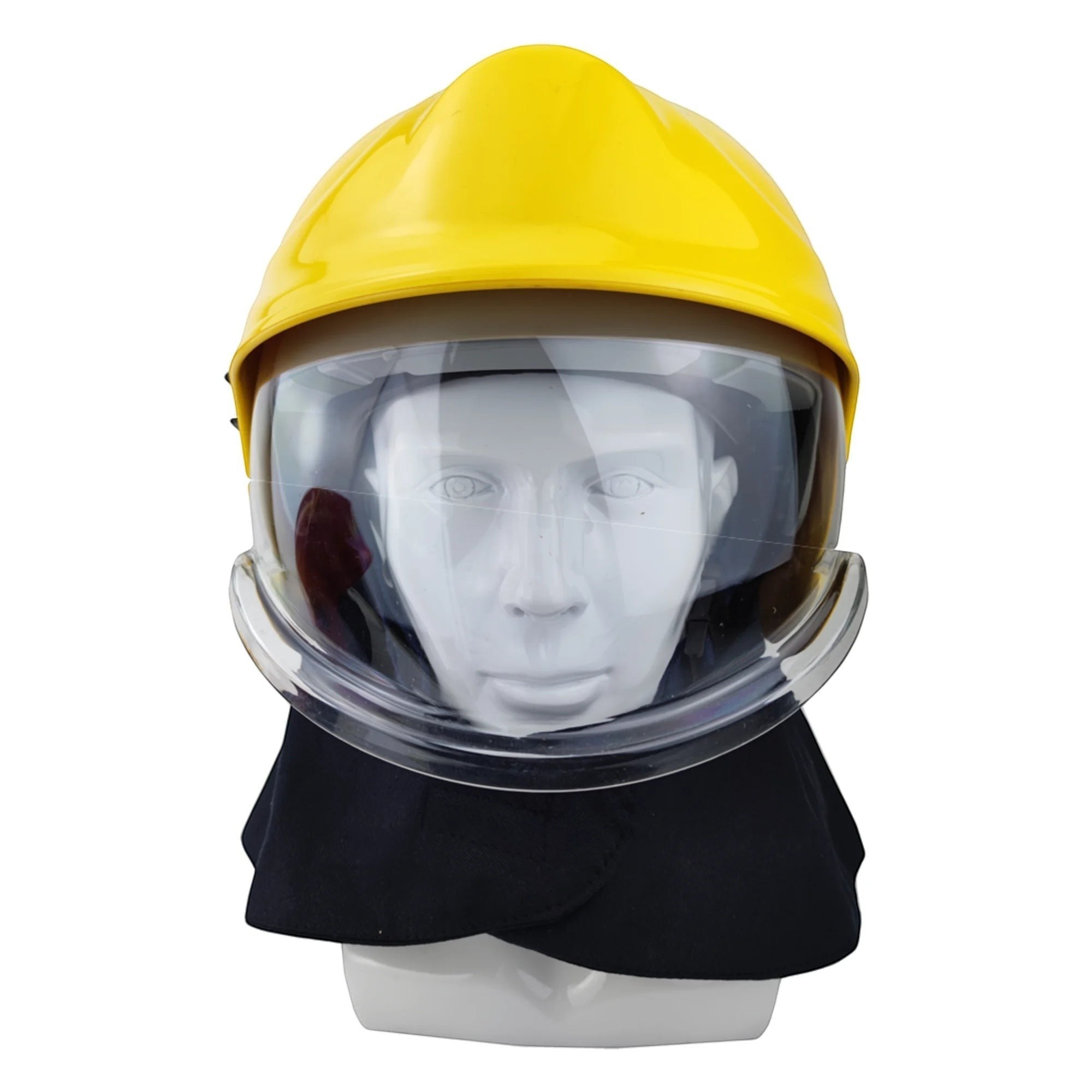 Casco de bombero GERF SAFETY amarillo de estilo europeo con gafas protectoras transparentes y cubrenuca de fibra FR.