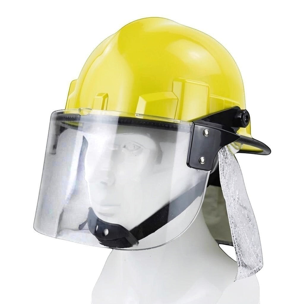 Casco de entrenamiento contra incendios GERF SAFETY amarillo estilo coreano con lente de policarbonato extra grande