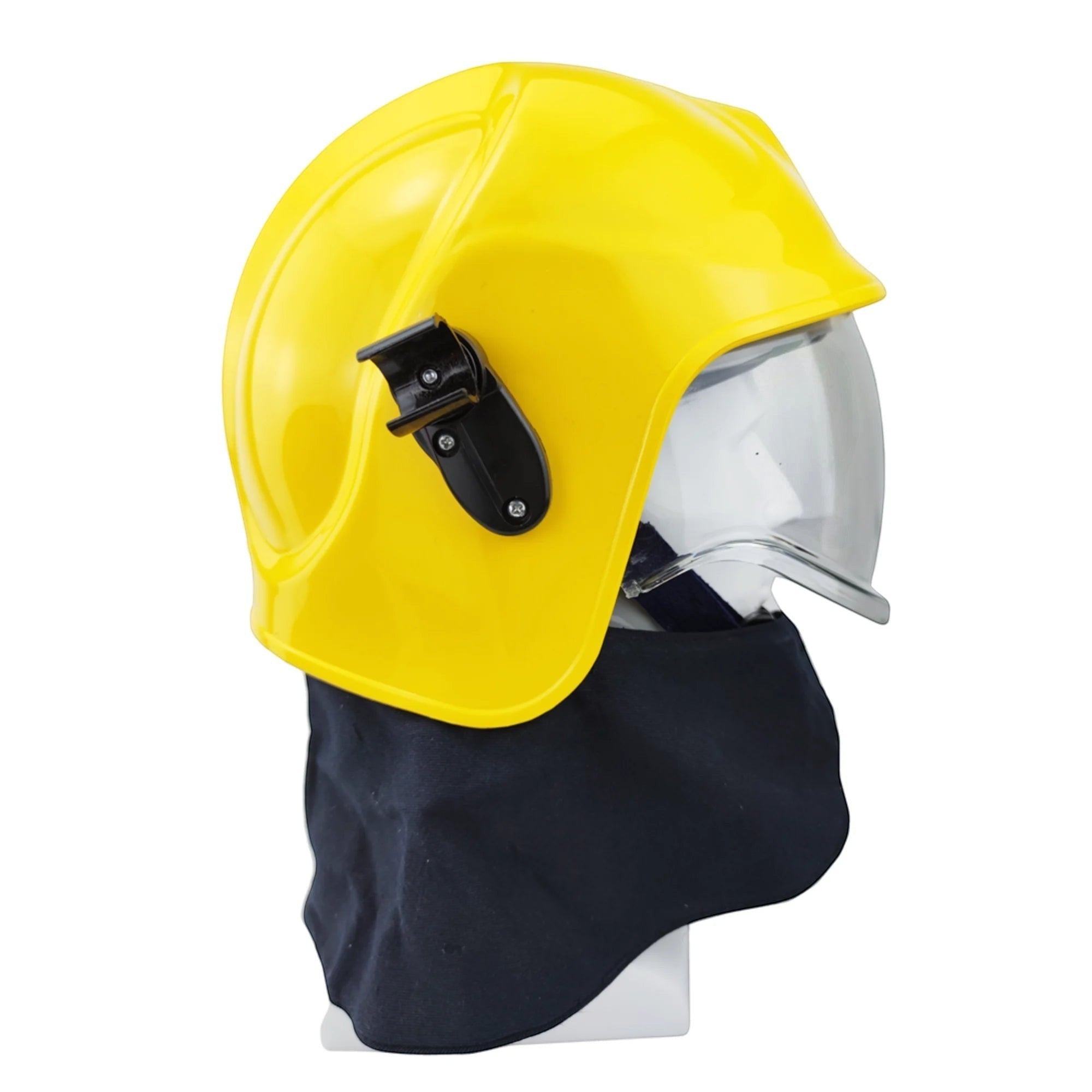Casco de bombero GERF SAFETY amarillo estilo europeo de ABS con gafas protectoras y cubrenuca de fibra ignífuga