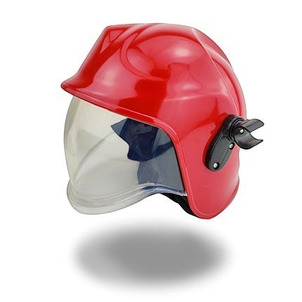 Casco de bombero rojo GERF SAFETY estilo europeo de ABS con visera protectora transparente para entrenamiento