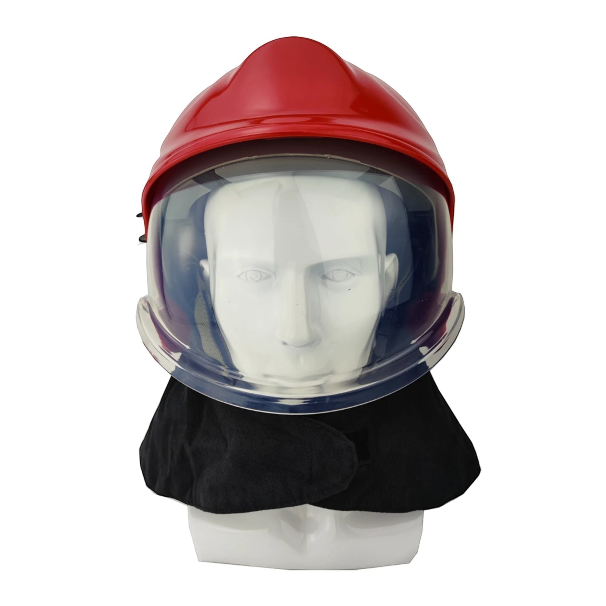 Casco de bombero GERF SAFETY rojo de estilo europeo en ABS con gafas protectoras transparentes y cubrenuca de fibra FR