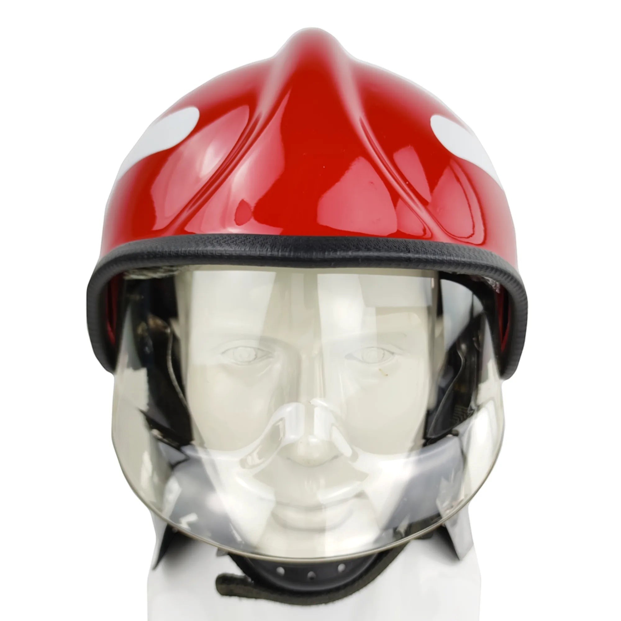 Casco de bombero rojo GERF SAFETY estilo Europa con visor transparente y protección facial completa para incendios