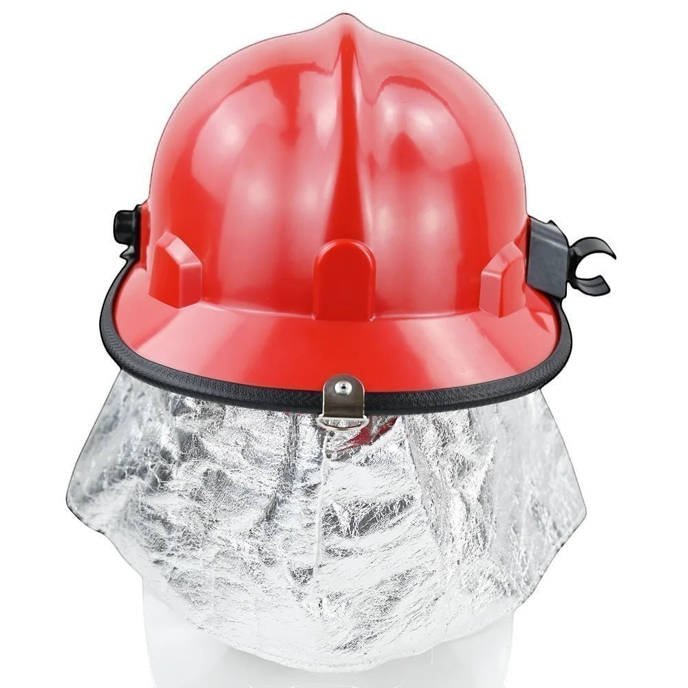 Casco de bomberos GERF SAFETY rojo estilo coreano con carcasa de ABS y protector de cuello de aluminio para entrenamiento