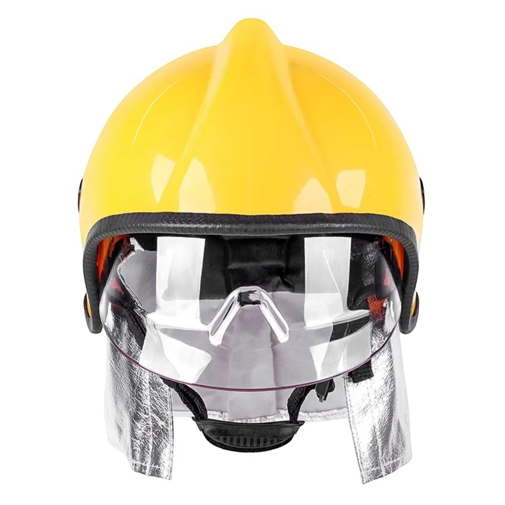 Casco de entrenamiento para incendios GERF SAFETY amarillo de estilo europeo con gafas protectoras y bufanda de aluminio