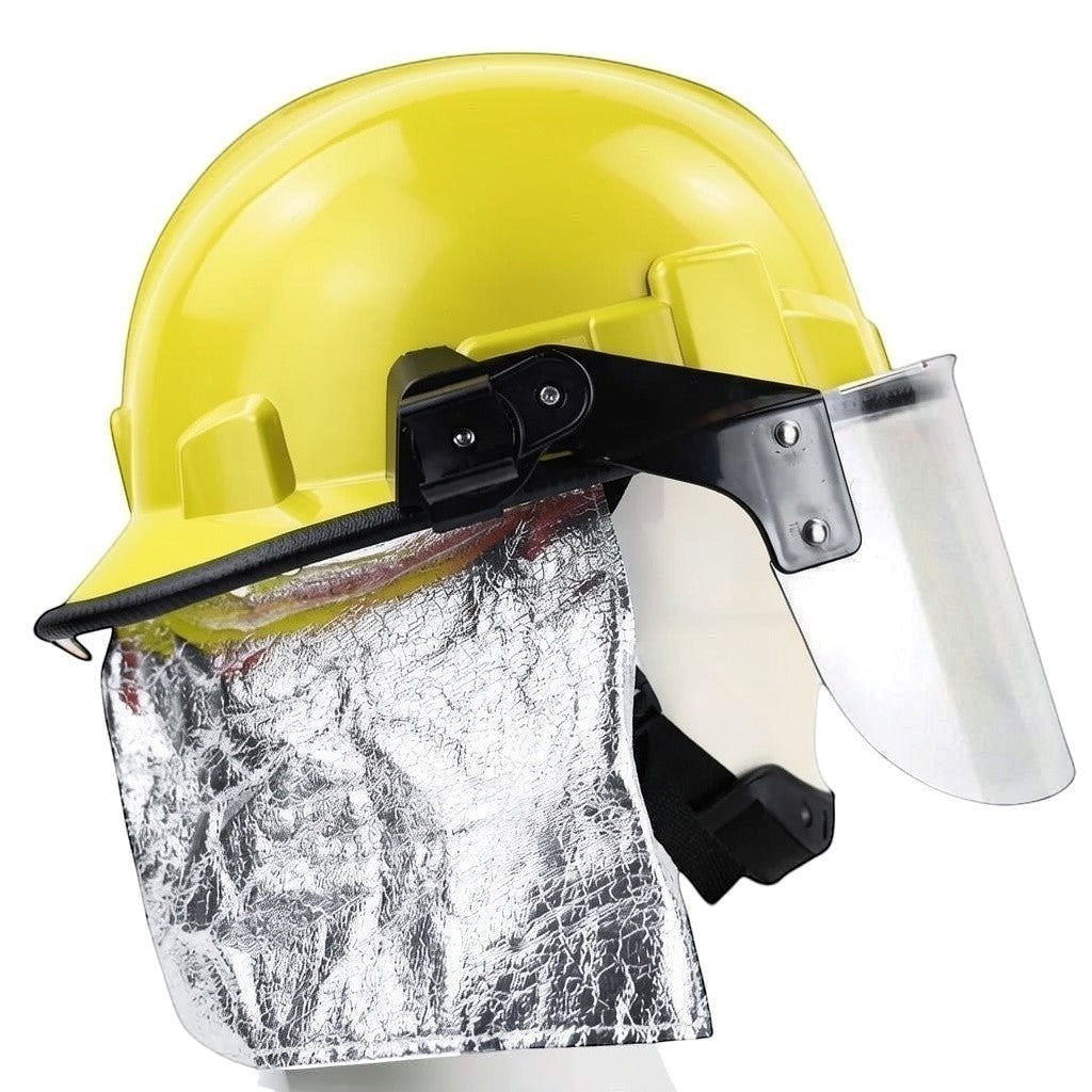 Casco de entrenamiento GERF SAFETY amarillo estilo coreano con lente facial grande de policarbonato y protector de cuello