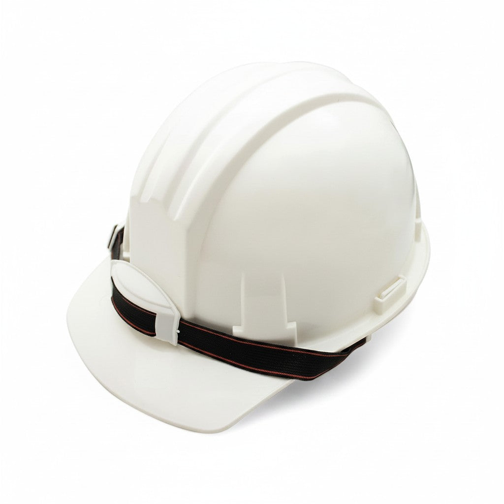 Casco de seguridad blanco GERF SAFETY con faro ajustable para emergencias y rescate en terremotos