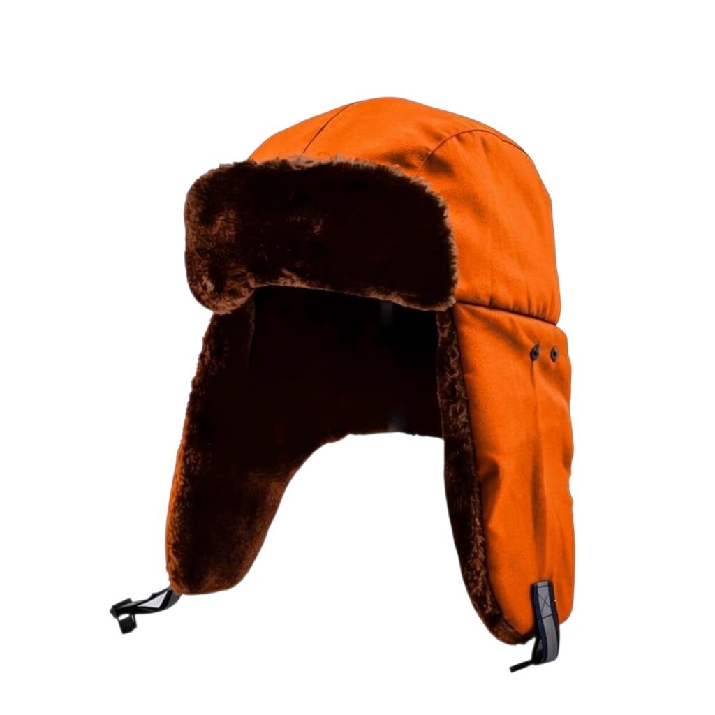 Chapka de seguridad GERF SAFETY amarilla con forro de pelo sintético marrón para protección invernal contra golpes