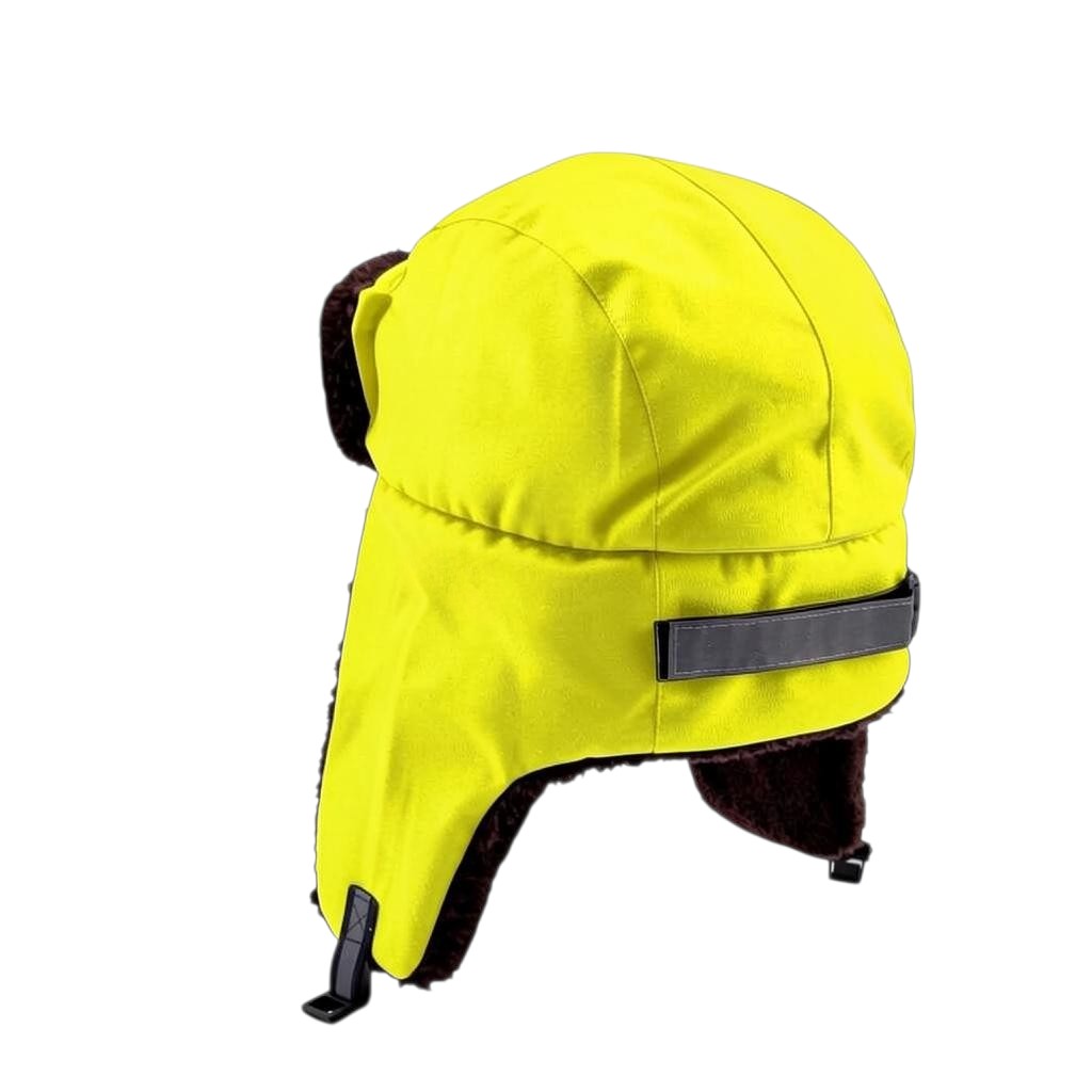 Chapka de seguridad GERF SAFETY amarilla fluorescente con forro térmico y carcasa protectora para invierno