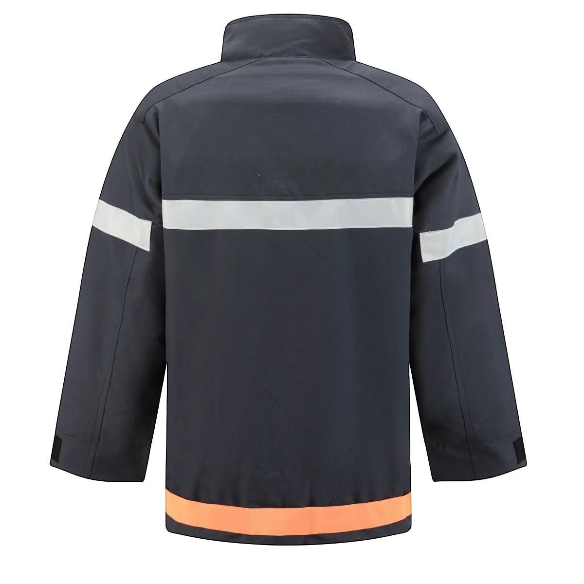 Chaqueta de bombero GERF SAFETY azul navy con bandas reflectantes 3M, diseño estructural de 4 capas certificado EN469.