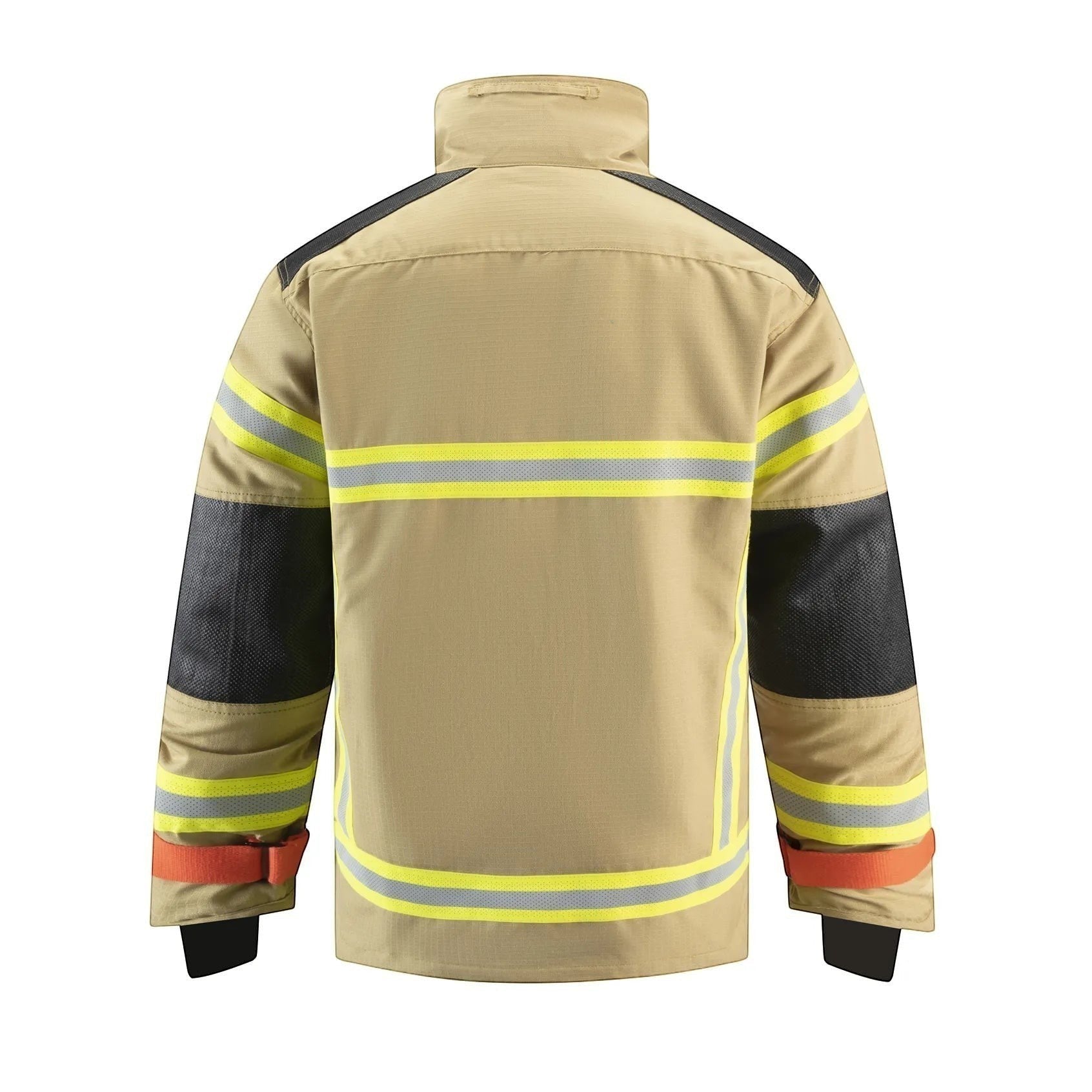 Chaqueta de bombero GERF SAFETY Blaze Fire color caqui con cintas reflectantes 3M y refuerzos en Nomex IIIA