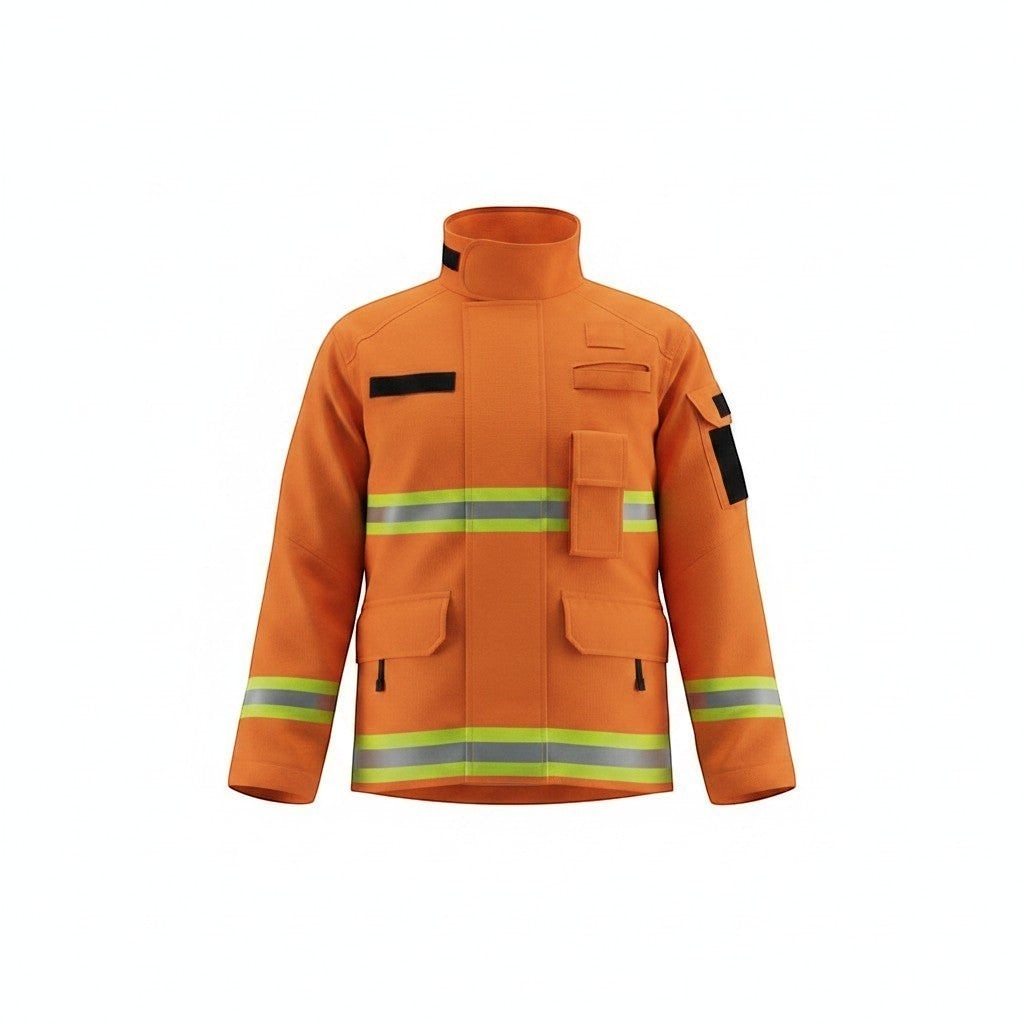 Chaqueta de combate forestal GERF SAFETY naranja de Nomex IIIA con bandas reflectantes 3M y bolsillos funcionales