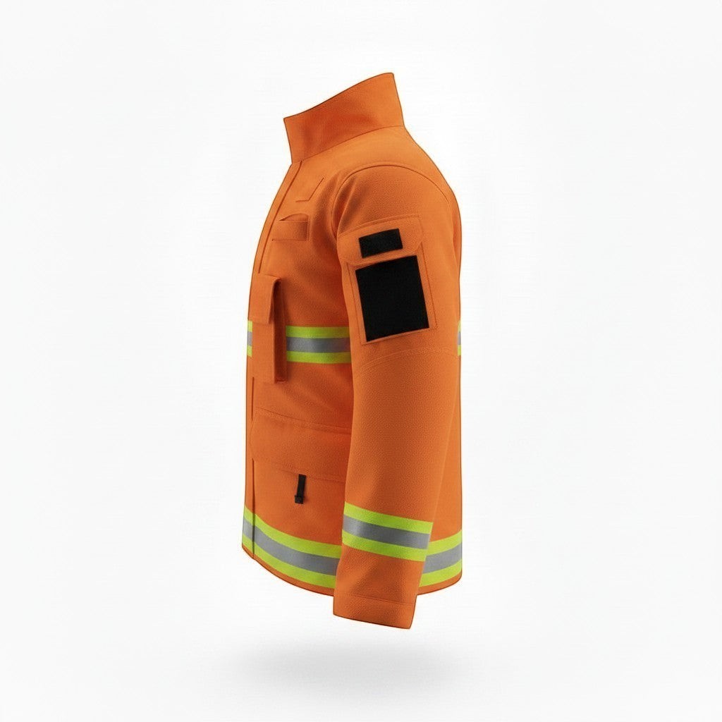 Chaqueta de combate forestal GERF SAFETY naranja de Nomex IIIA con bandas reflectantes 3M y bolsillos funcionales