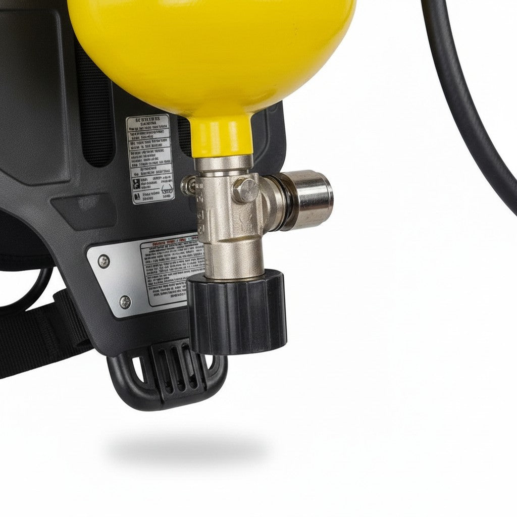 Cilindro de acero amarillo de 6.0L para equipo de respiración autónomo GERF SAFETY con válvula de seguridad