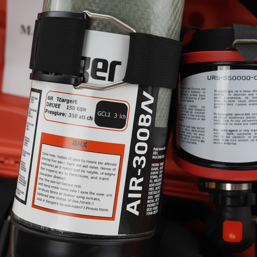 Cilindro de fibra de carbono GERF SAFETY de 6.8L para equipo de respiración autónoma SCBA con etiquetas técnicas