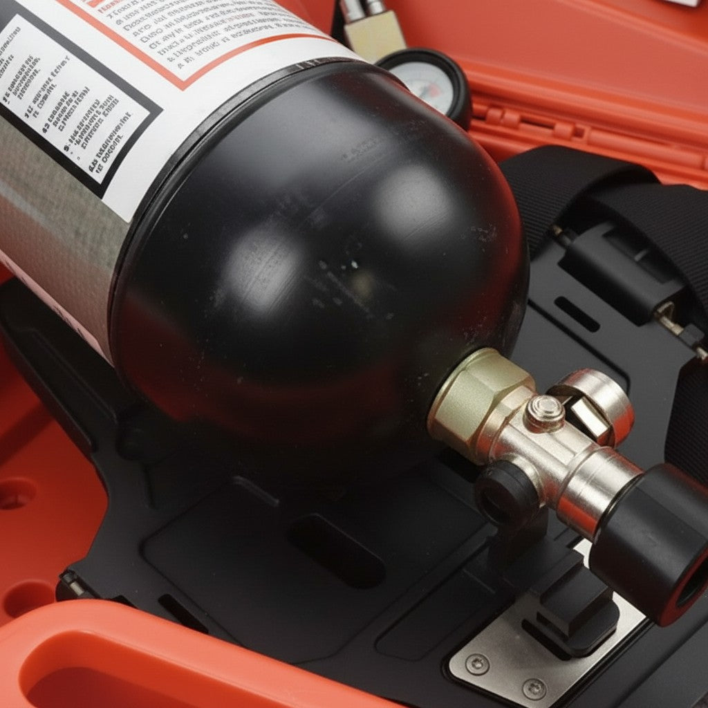 Cilindro de fibra de carbono GERF SAFETY de 6.8L para equipo de respiración autónoma SCBA con maletín naranja