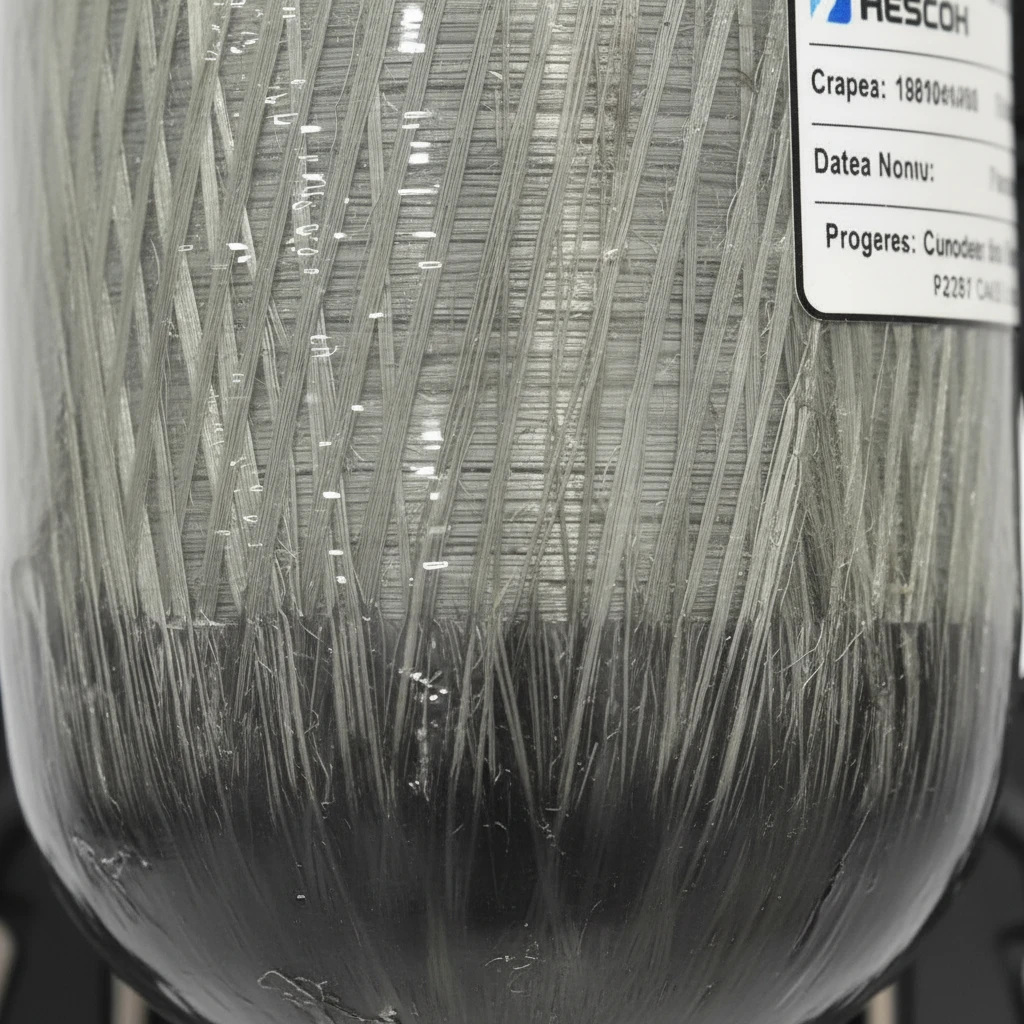 Cilindro de fibra de carbono GERF SAFETY de 6.8L para equipo de respiración autónoma SCBA con etiqueta técnica
