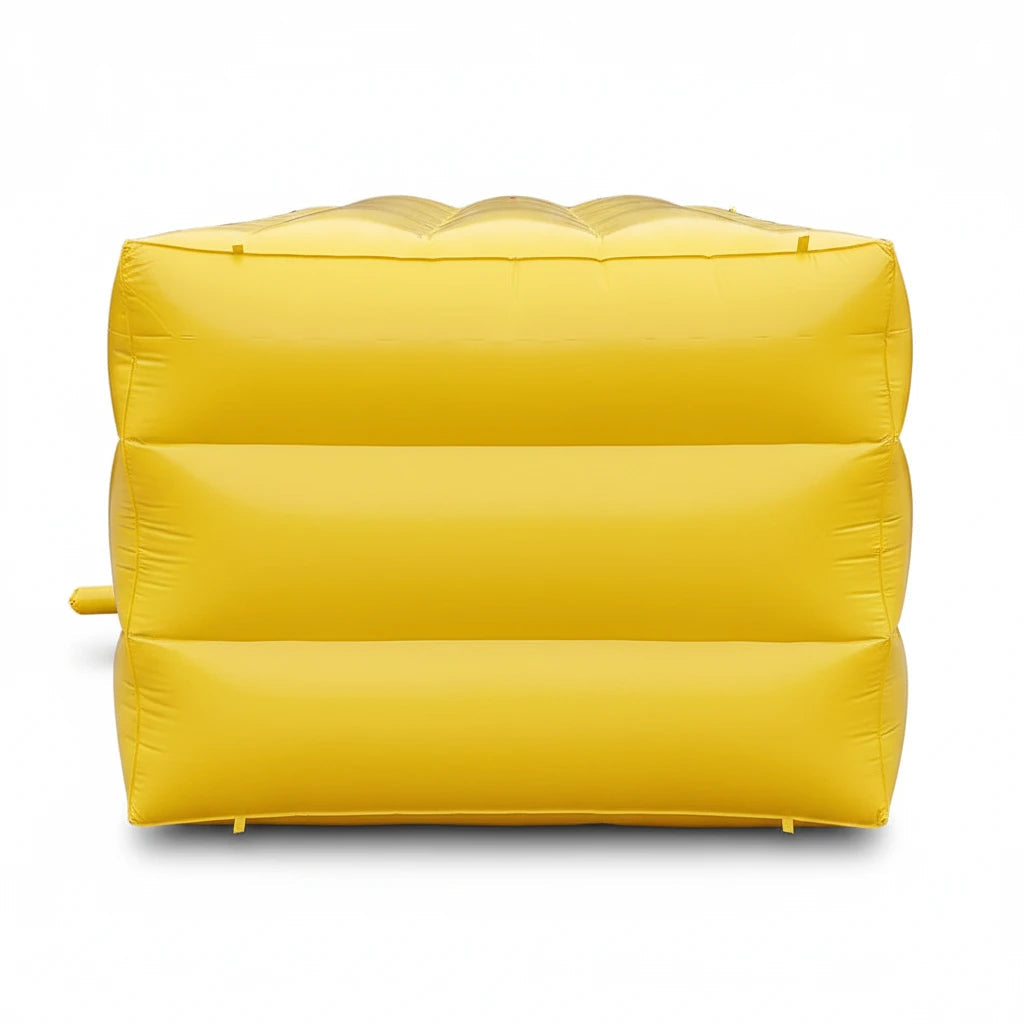 Colchón de aire de rescate ignífugo GERF SAFETY de color amarillo para evacuación en altura con alta resistencia.
