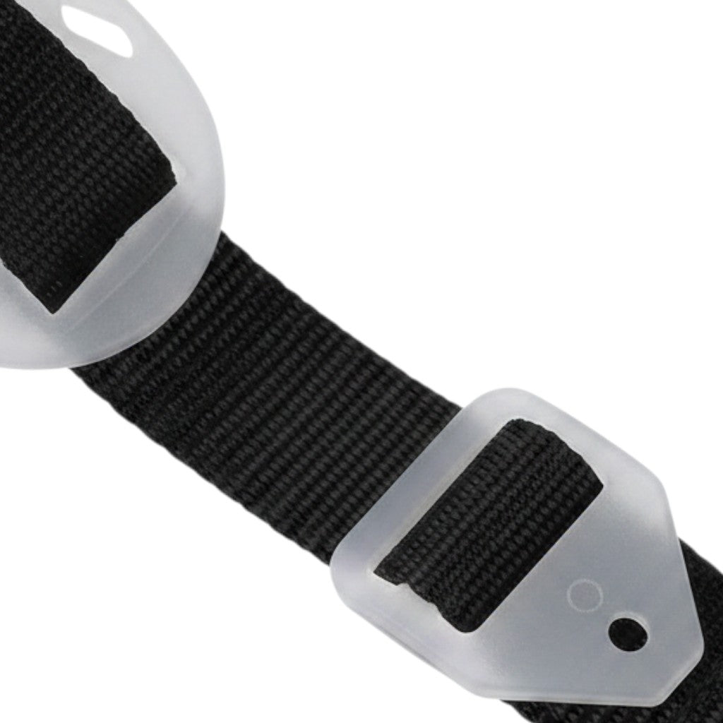 Correa de barbilla ajustable GERF SAFETY negra con soportes de plástico transparente para cascos de seguridad