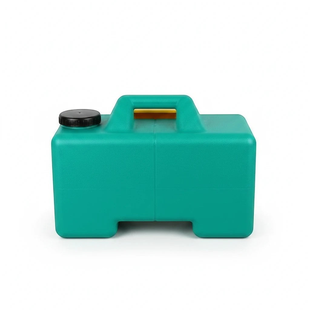 Estación portátil de lavado de ojos de emergencia GERF SAFETY en color verde, fabricada en polietileno resistente.